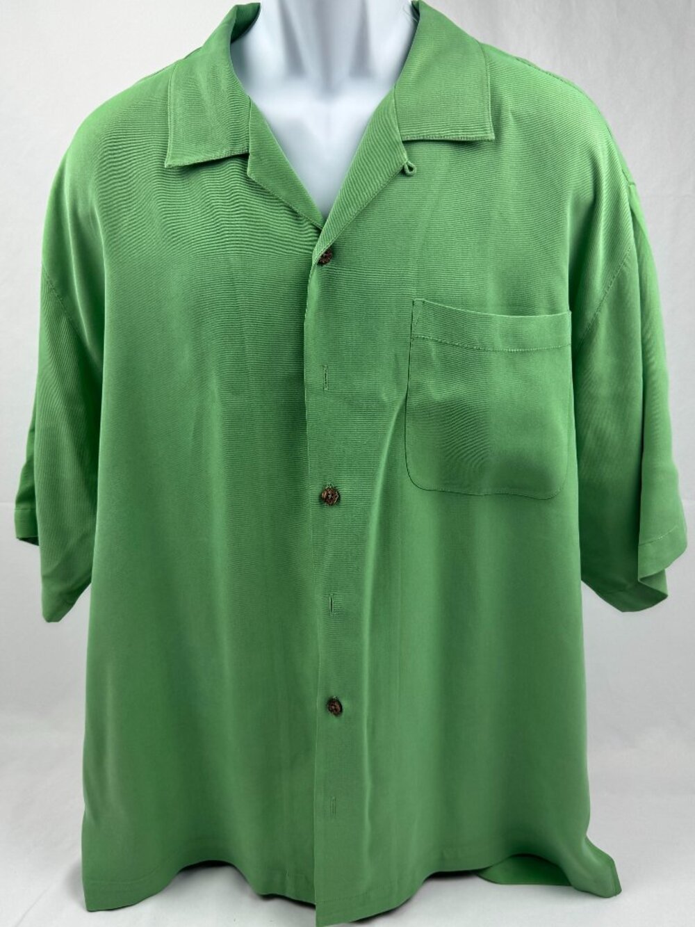 Tommy Bahama Mens 100% Silk Green Short Sleeve Shirt Size XL